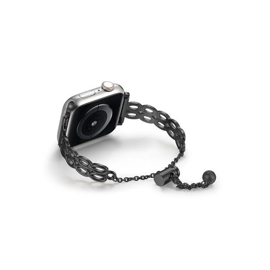 For Apple Watch 46mm / 49mm / 45mm / 44mm Double Ring Chain Zinc Alloy Watch Band(Black) by bashfashion