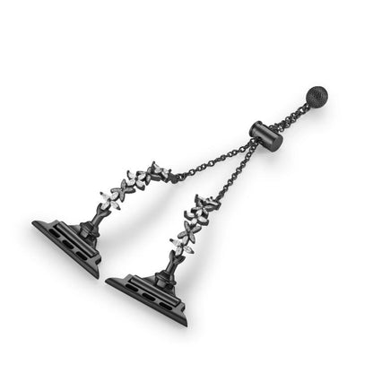 For Apple Watch 46mm / 49mm / 45mm / 44mm Four Leaf Clover Diamond Zinc Alloy Watch Band(Black) by bashfashion