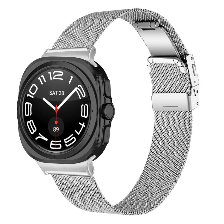 For Samsung Galaxy Watch Ultra 47mm / Ultra 2025 Turtle Buckle Milanese Metal Watch Band(Silver) by bashfashion