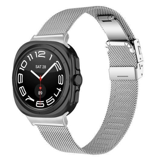 For Samsung Galaxy Watch Ultra 47mm / Ultra 2025 Turtle Buckle Milanese Metal Watch Band(Silver) by bashfashion