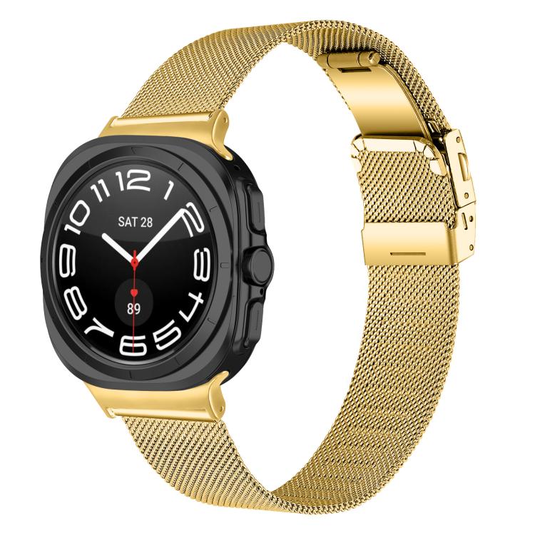 For Samsung Galaxy Watch Ultra 47mm / Ultra 2025 Turtle Buckle Milanese Metal Watch Band(Gold) by bashfashion