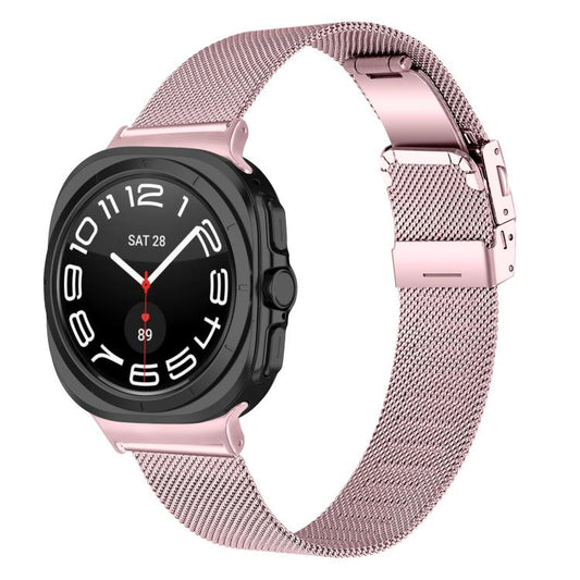 For Samsung Galaxy Watch Ultra 47mm / Ultra 2025 Turtle Buckle Milanese Metal Watch Band(Rose Pink) by bashfashion