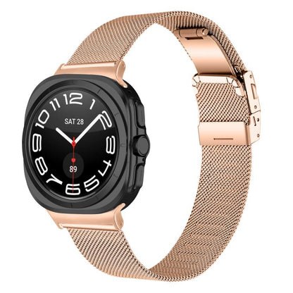 For Samsung Galaxy Watch Ultra 47mm / Ultra 2025 Turtle Buckle Milanese Metal Watch Band(Rose Gold) by bashfashion