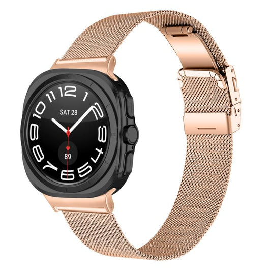 For Samsung Galaxy Watch Ultra 47mm / Ultra 2025 Turtle Buckle Milanese Metal Watch Band(Rose Gold) by bashfashion