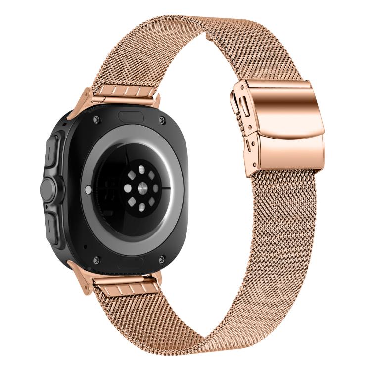 For Samsung Galaxy Watch Ultra 47mm / Ultra 2025 Turtle Buckle Milanese Metal Watch Band(Rose Gold) by bashfashion