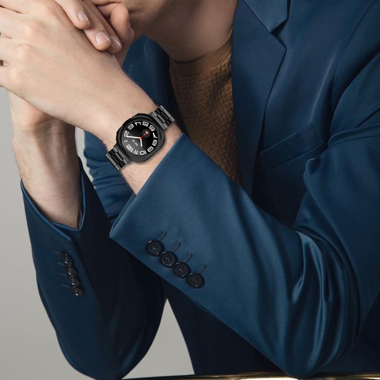 For Samsung Galaxy Watch Ultra 47mm / Ultra 2025 Three Beads Stainless Steel Watch Band(Black) by bashfashion