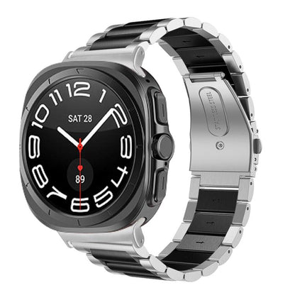 For Samsung Galaxy Watch Ultra 47mm / Ultra 2025 Three Beads Stainless Steel Watch Band(Silver Black) by bashfashion