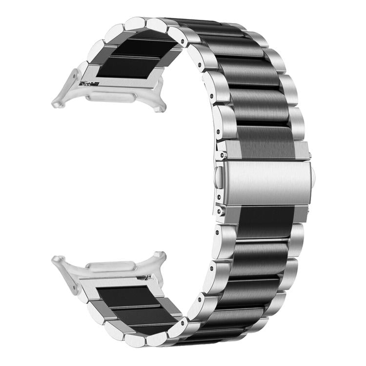 For Samsung Galaxy Watch Ultra 47mm / Ultra 2025 Three Beads Stainless Steel Watch Band(Silver Black) by bashfashion