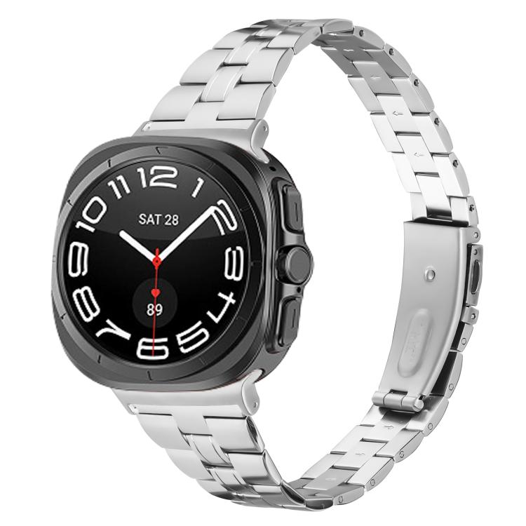 For Samsung Galaxy Watch Ultra 47mm / Ultra 2025 Three Beads Slim Stainless Steel Watch Band(Silver) by bashfashion