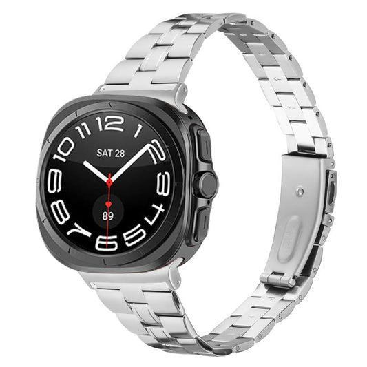 For Samsung Galaxy Watch Ultra 47mm / Ultra 2025 Three Beads Slim Stainless Steel Watch Band(Silver) by bashfashion