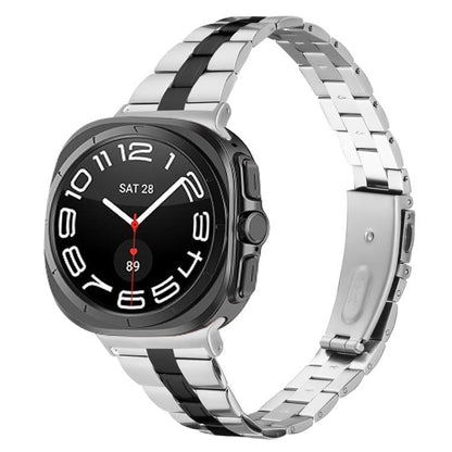 For Samsung Galaxy Watch Ultra 47mm / Ultra 2025 Three Beads Slim Stainless Steel Watch Band(Silver Black) by bashfashion