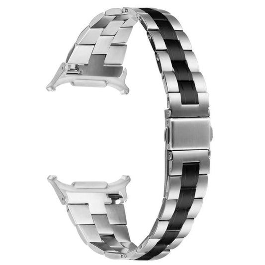 For Samsung Galaxy Watch Ultra 47mm / Ultra 2025 Three Beads Slim Stainless Steel Watch Band(Silver Black) by bashfashion