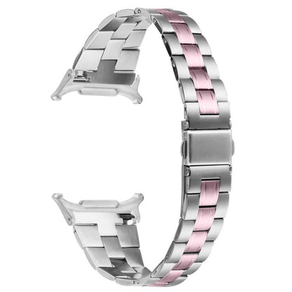 For Samsung Galaxy Watch Ultra 47mm / Ultra 2025 Three Beads Slim Stainless Steel Watch Band(Silver Rose Pink) by bashfashion