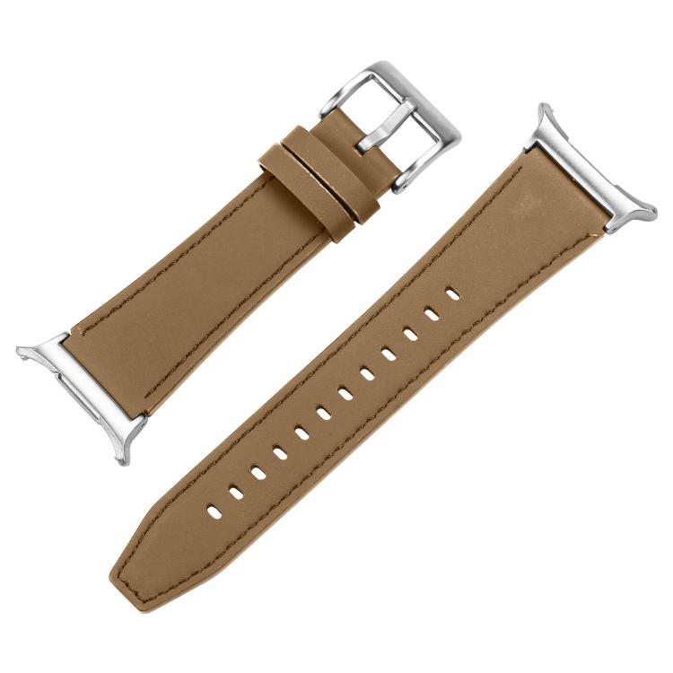 For Samsung Galaxy Watch Ultra 47mm / Ultra 2025 Silver Buckle Nappa Genuine Leather Watch Band(Light Brown) by bashfashion