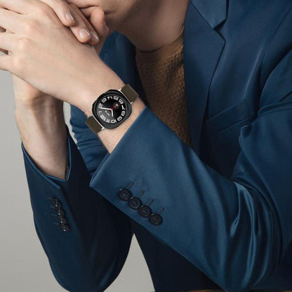 For Samsung Galaxy Watch Ultra 47mm / Ultra 2025 Silver Buckle Nappa Genuine Leather Watch Band(Dark Coffee) by bashfashion