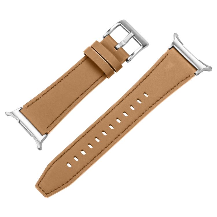 For Samsung Galaxy Watch Ultra 47mm / Ultra 2025 Silver Buckle Nappa Genuine Leather Watch Band(Camel) by bashfashion