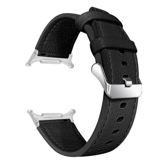 For Samsung Galaxy Watch Ultra 47mm / Ultra 2025 Dual Sides Lychee Genuine Leather Watch Band(Black) by bashfashion