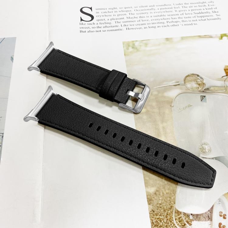For Samsung Galaxy Watch Ultra 47mm / Ultra 2025 Dual Sides Lychee Genuine Leather Watch Band(Black) by bashfashion