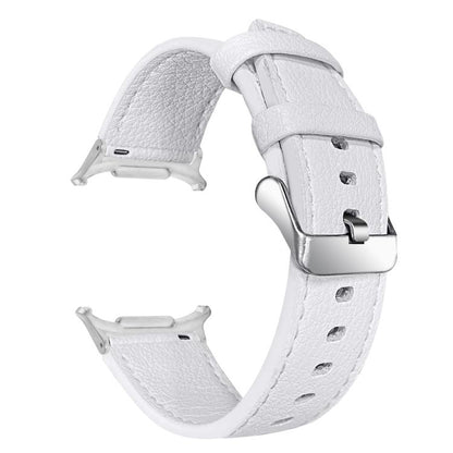For Samsung Galaxy Watch Ultra 47mm / Ultra 2025 Dual Sides Lychee Genuine Leather Watch Band(White) by bashfashion