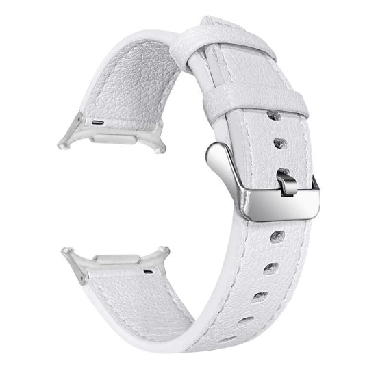 For Samsung Galaxy Watch Ultra 47mm / Ultra 2025 Dual Sides Lychee Genuine Leather Watch Band(White) by bashfashion