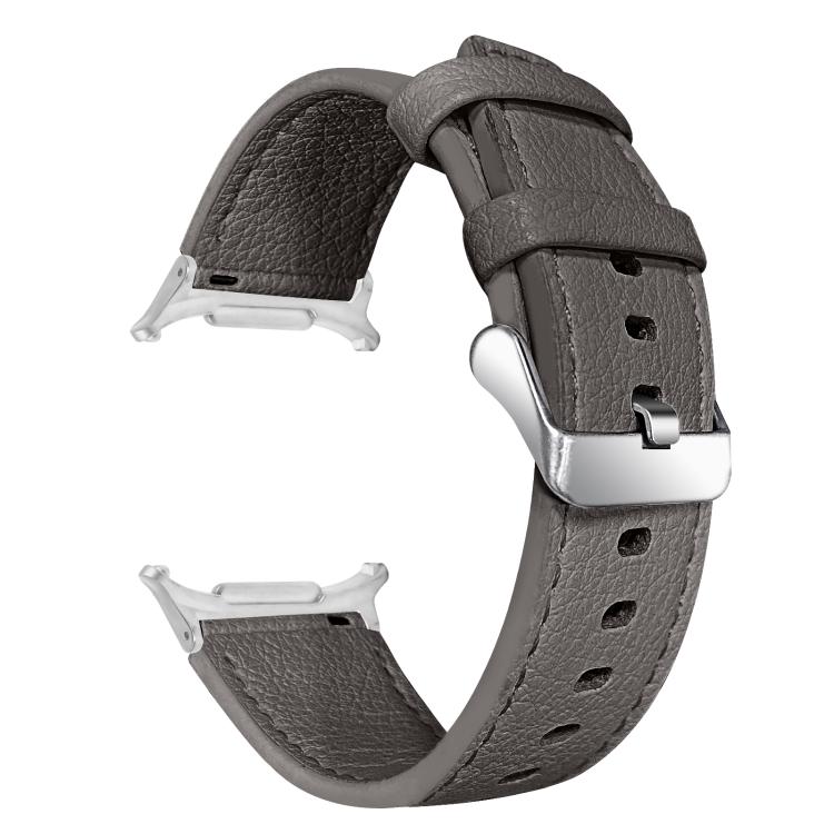 For Samsung Galaxy Watch Ultra 47mm / Ultra 2025 Dual Sides Lychee Genuine Leather Watch Band(Gray) by bashfashion