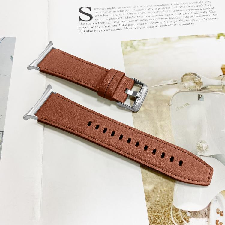 For Samsung Galaxy Watch Ultra 47mm / Ultra 2025 Dual Sides Lychee Genuine Leather Watch Band(Coffee) by bashfashion