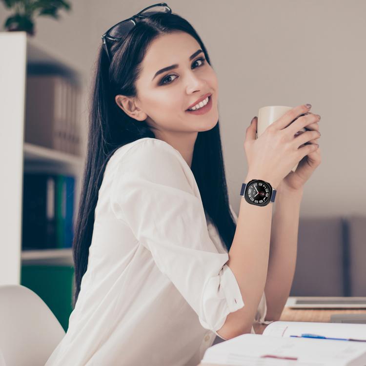 For Samsung Galaxy Watch Ultra 47mm / Ultra 2025 Dual Sides Lychee Genuine Leather Watch Band(Blue) by bashfashion