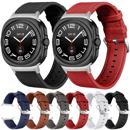 For Samsung Galaxy Watch Ultra 47mm / Ultra 2025 Dual Sides Lychee Genuine Leather Watch Band(Coffee) by bashfashion