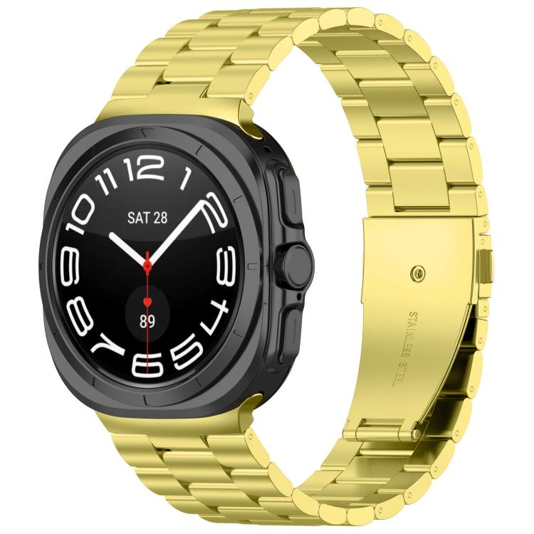 For Samsung Galaxy Watch Ultra 47mm / Ultra 2025 Three Beads Stainless Steel Watch Band with Removal Tool(Gold) by bashfashion