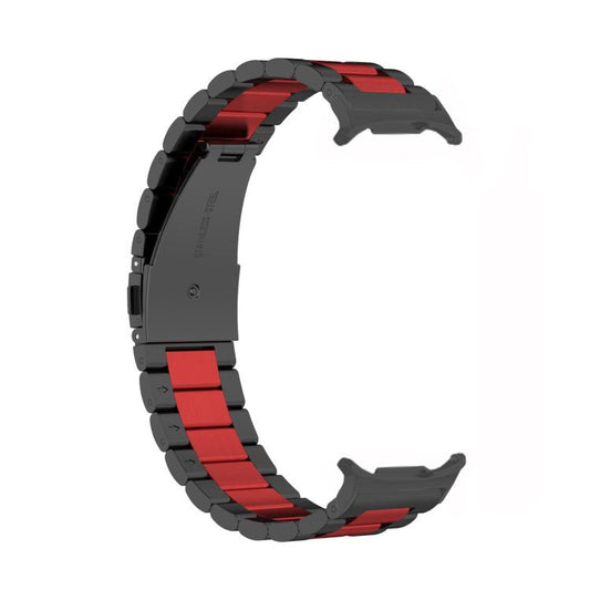 For Samsung Galaxy Watch Ultra 47mm / Ultra 2025 Three Beads Stainless Steel Watch Band with Removal Tool(Black Red) by bashfashion