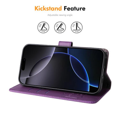 For iPhone 16 Pro Max ENKAY RFID Blocking Wallet Kickstand Litchi Texture Leather Phone Case(Purple) by ENKAY