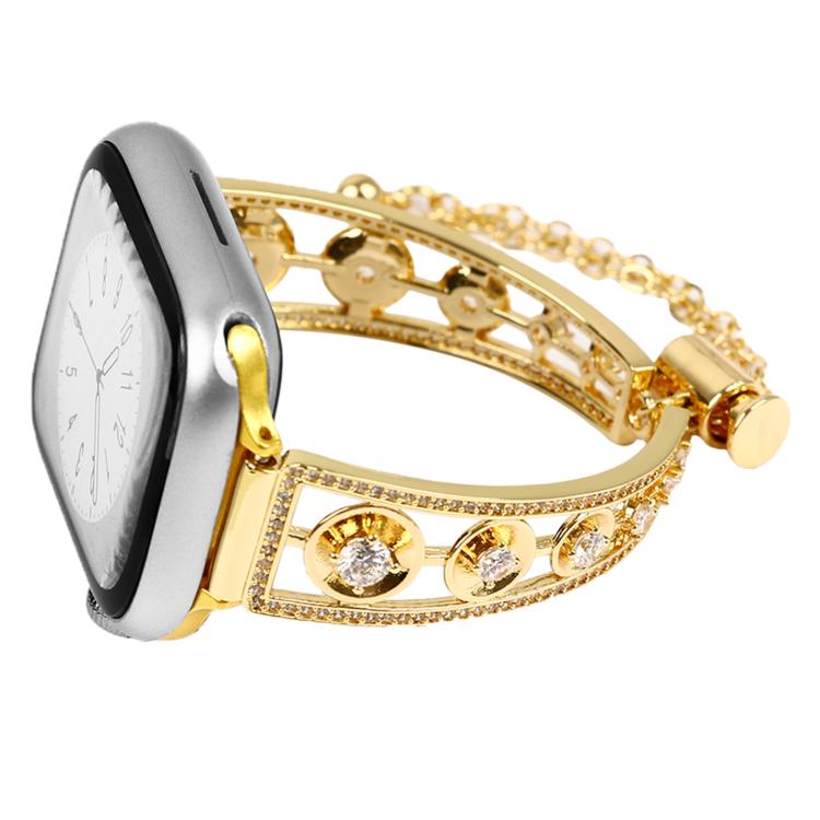 For Apple Watch 46mm / 49mm / 45mm / 44mm Platinum Star Zirconium Metal Watch Band(Gold) by bashfashion