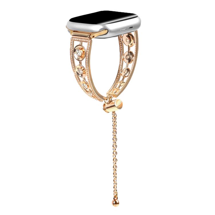 For Apple Watch 46mm / 49mm / 45mm / 44mm Platinum Star Zirconium Metal Watch Band(Gold) by bashfashion