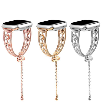 For Apple Watch 46mm / 49mm / 45mm / 44mm Platinum Star Zirconium Metal Watch Band(Gold) by bashfashion