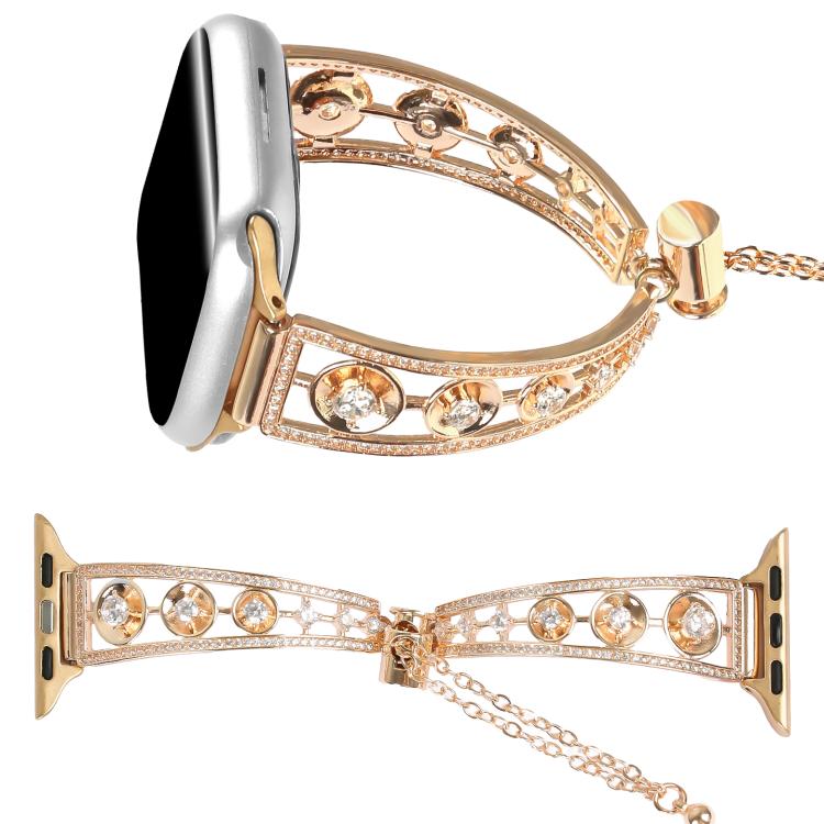 For Apple Watch 46mm / 49mm / 45mm / 44mm Platinum Star Zirconium Metal Watch Band(Gold) by bashfashion