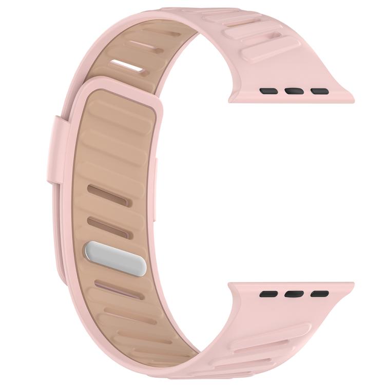 For Apple Watch 46mm / 49mm / 45mm / 44mm Oblique Buckle Breathable Two-Color Silicone Watch Band(Oxford Pink Rose Gray) by bashfashion