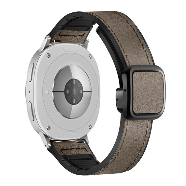 For Samsung Galaxy Watch8 / Watch8 Classic Square Magnetic Buckle Leather Skin Silicone Watch Band(Brown) by bashfashion