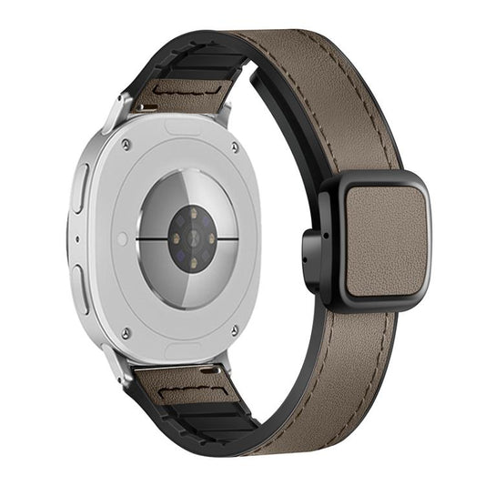 For Samsung Galaxy Watch8 / Watch8 Classic Square Magnetic Buckle Leather Skin Silicone Watch Band(Brown) by bashfashion