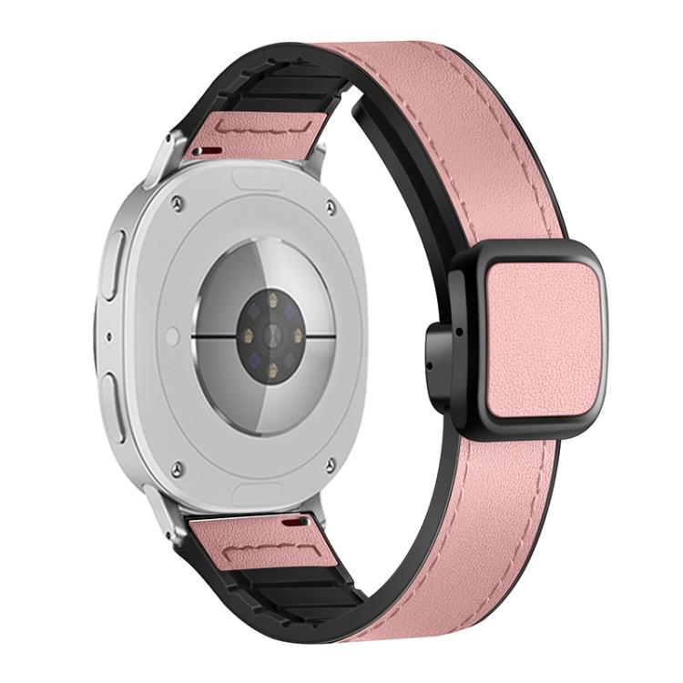 For Samsung Galaxy Watch8 / Watch8 Classic Square Magnetic Buckle Leather Skin Silicone Watch Band(Pink) by bashfashion