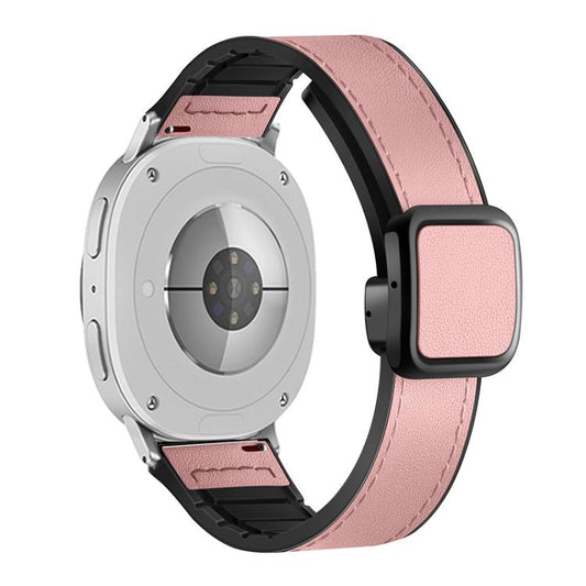 For Samsung Galaxy Watch8 / Watch8 Classic Square Magnetic Buckle Leather Skin Silicone Watch Band(Pink) by bashfashion