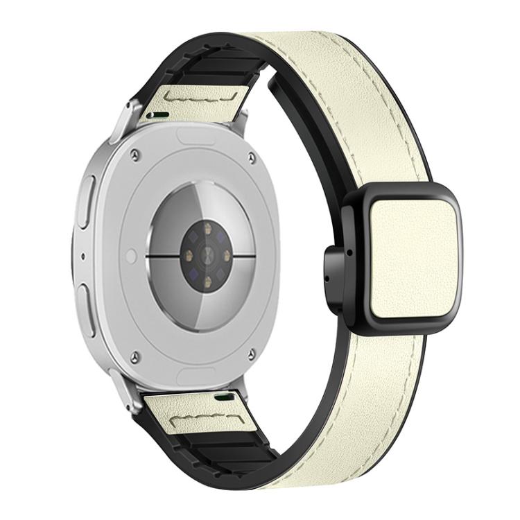 For Samsung Galaxy Watch8 / Watch8 Classic Square Magnetic Buckle Leather Skin Silicone Watch Band(Beige) by bashfashion