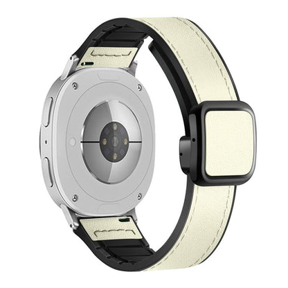 For Samsung Galaxy Watch8 / Watch8 Classic Square Magnetic Buckle Leather Skin Silicone Watch Band(Beige) by bashfashion