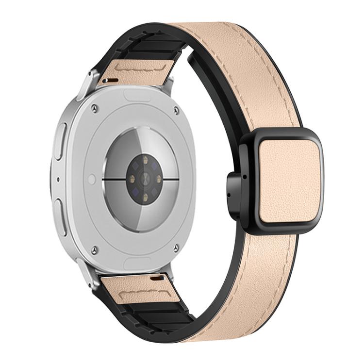 For Samsung Galaxy Watch8 / Watch8 Classic Square Magnetic Buckle Leather Skin Silicone Watch Band(Apricot) by bashfashion