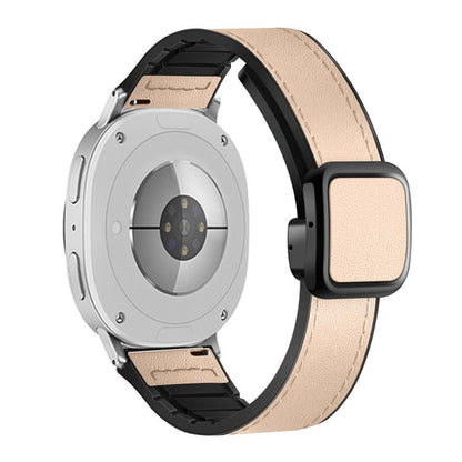 For Samsung Galaxy Watch8 / Watch8 Classic Square Magnetic Buckle Leather Skin Silicone Watch Band(Apricot) by bashfashion