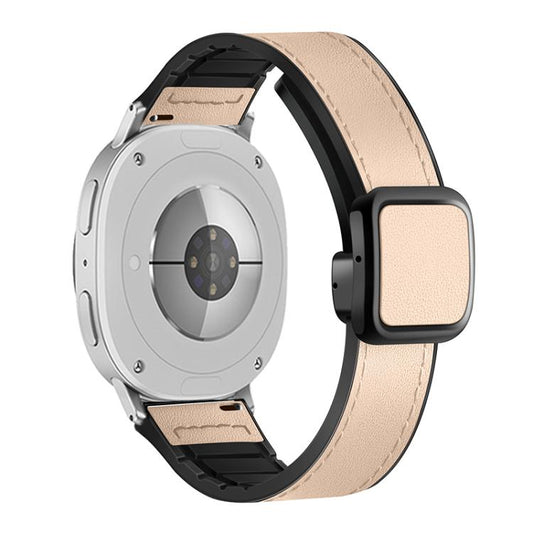 For Samsung Galaxy Watch8 / Watch8 Classic Square Magnetic Buckle Leather Skin Silicone Watch Band(Apricot) by bashfashion