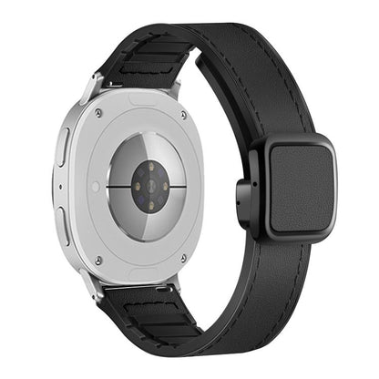 For Samsung Galaxy Watch8 / Watch8 Classic Square Magnetic Buckle Leather Skin Silicone Watch Band(Black) by bashfashion