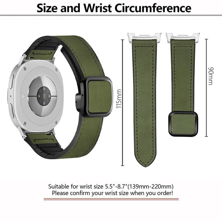 For Samsung Galaxy Watch8 / Watch8 Classic Square Magnetic Buckle Leather Skin Silicone Watch Band(Beige) by bashfashion