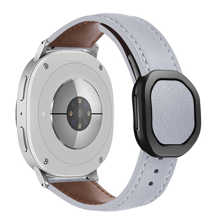 For Samsung Galaxy Watch8 / Watch8 Classic Magnetic Fold Genuine Buckle Leather Watch Band(Light Gray) by bashfashion