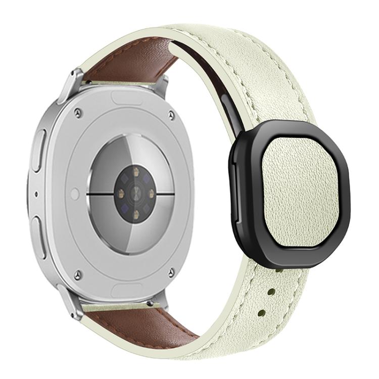 For Samsung Galaxy Watch8 / Watch8 Classic Magnetic Fold Genuine Buckle Leather Watch Band(Beige) by bashfashion