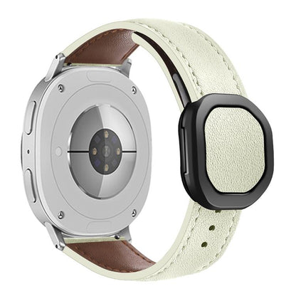 For Samsung Galaxy Watch8 / Watch8 Classic Magnetic Fold Genuine Buckle Leather Watch Band(Beige) by bashfashion